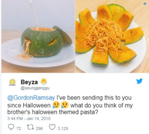 Cha Hun. N.Flying, Gordon Ramsay, UK, Pasta, Halloween, Twitter